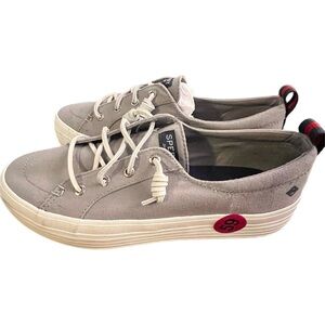 Sperry Women's Crest Vibe Canvas Sneakers  Light Gray STS99042 Size 8